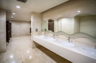 Contemporary Bathroom with Floating Vanities